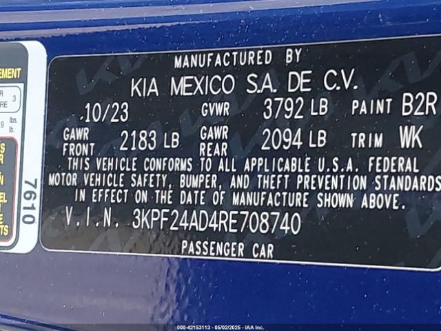 3KPF24AD4RE708740 KIA Forte Lxs