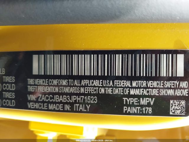 ZACCJBAB3JPH71523 Jeep Renegade Sport 4x4