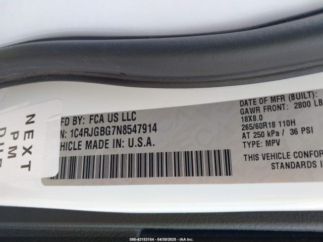 2022 JEEP GRAND CHEROKEE 1C4RJGBG7N8547914 Photo 8