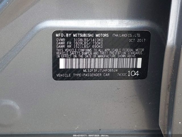 ML32F3FJ7JHF06524 Mitsubishi Mirage G4 Es