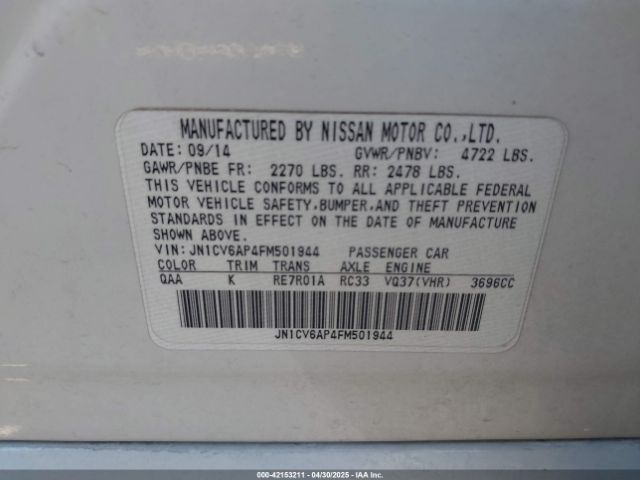 JN1CV6AP4FM501944 Infiniti Q40