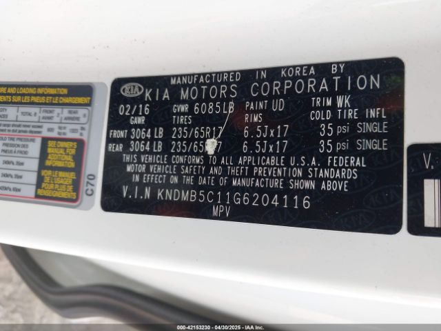 KNDMB5C11G6204116 KIA SEDONA LX