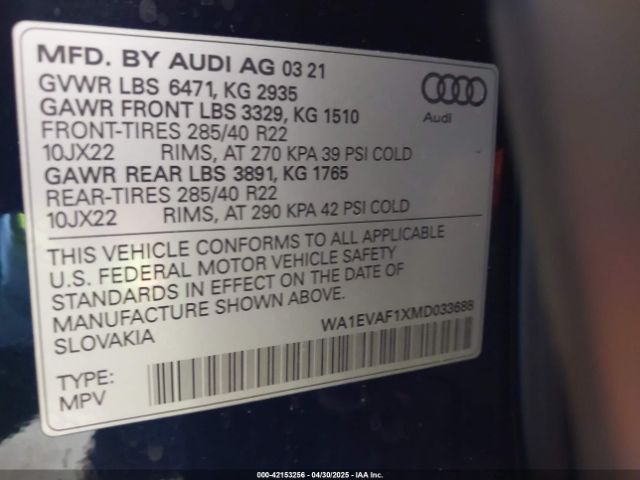 WA1EVAF1XMD033688 Audi Q8