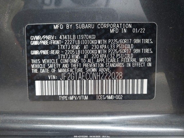 Subaru Crosstrek Premium 2022 JF2GTAEC0NH222028 Image 9