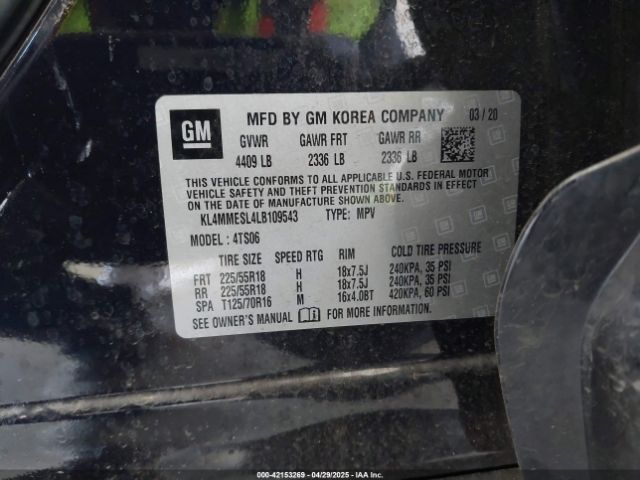 KL4MMESL4LB109543 Buick Encore Gx Awd Select
