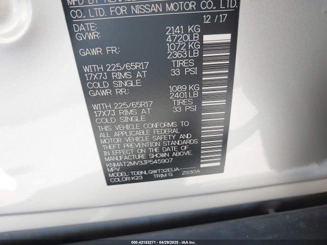 Nissan ROGUE SV 2018 KNMAT2MV3JP545907 Image 9
