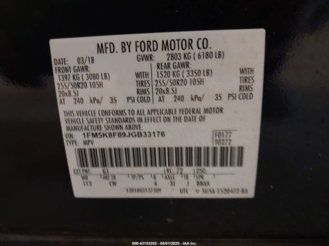 2018 FORD EXPLORER 1FM5K8F89JGB33176 Photo 8