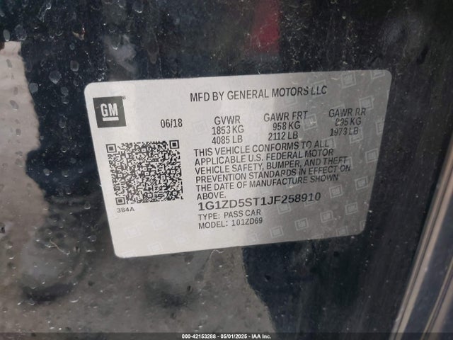 Chevrolet MALIBU LT 2018 1G1ZD5ST1JF258910 Image 9