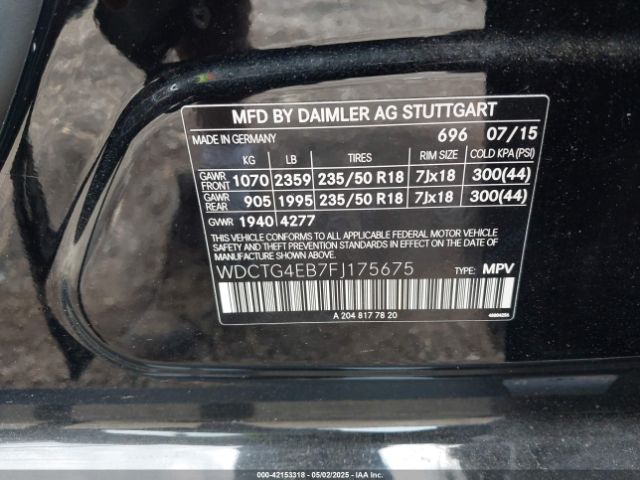 WDCTG4EB7FJ175675 Mercedes-Benz GLA 250