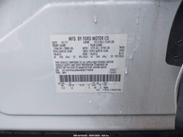 2FMPK4J94HBB71854 Ford EDGE SEL