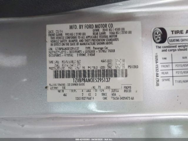 1ZVBP8AM3E5295137 Ford 2014