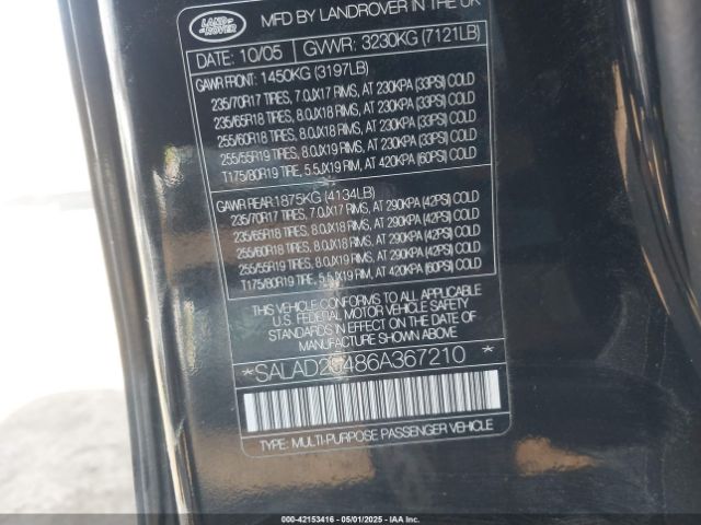 2006 LAND ROVER LR3 SALAD25486A367210 Photo 8