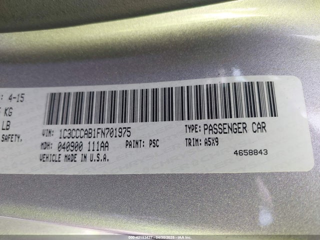 1C3CCCAB1FN701975 Chrysler 200 Limited