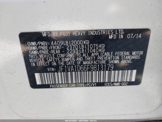 JF1VA1D66F9813179 Subaru Wrx Premium