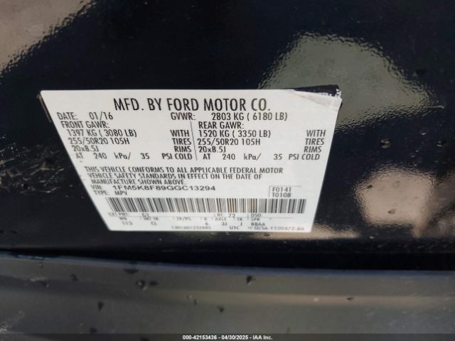 1FM5K8F89GGC13294 Ford Explorer Limited