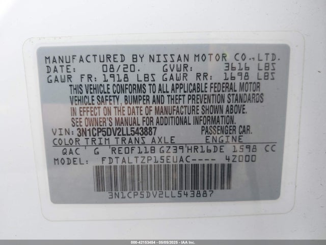 Nissan Kicks Sr Xtronic Cvt 2020 3N1CP5DV2LL543887 Image 9