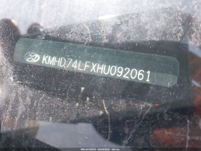KMHD74LFXHU092061 Hyundai ELANTRA SE