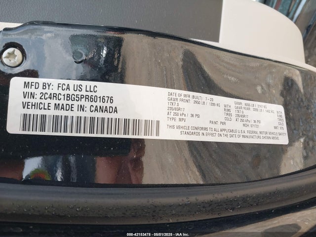 2C4RC1BG5PR601676 Chrysler Pacifica Touring L