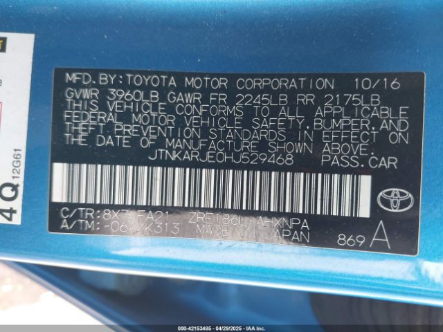 JTNKARJE0HJ529468 Toyota COROLLA IM
