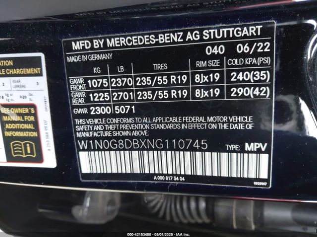 W1N0G8DBXNG110745 Mercedes-Benz Glc 300 Suv