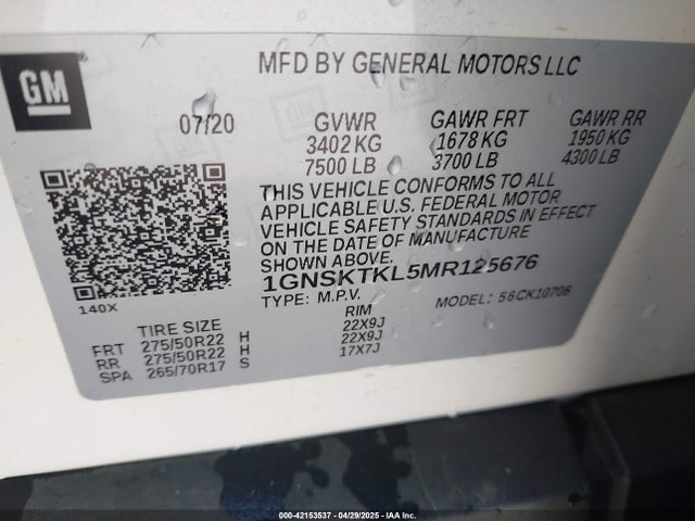1GNSKTKL5MR125676 Chevrolet Tahoe 4wd High Country