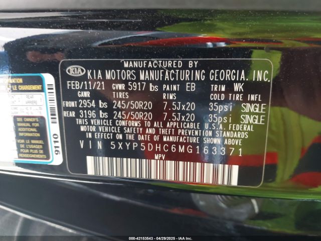 5XYP5DHC6MG163371 KIA kmc gdi lambda-ii