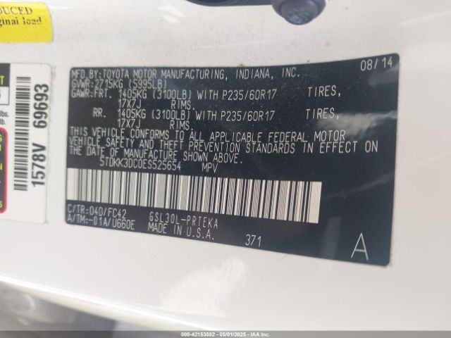 5TDKK3DC0ES525654 Toyota Sienna Le V6 8 Passenger