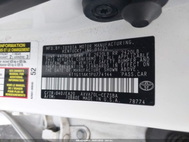 4T1G11AK1PU774144 Toyota CAMRY SE