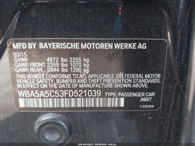 2015 BMW 528I WBA5A5C53FD521039 Photo 8