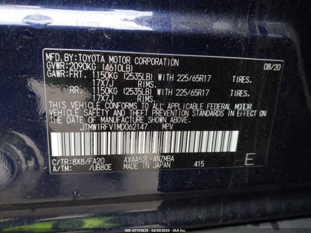 JTMW1RFV1MD062147 Toyota Rav4 Xle