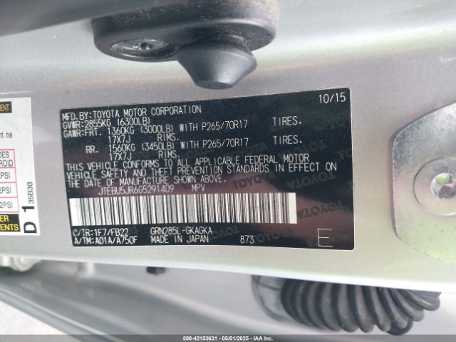 JTEBU5JR6G5291409 Toyota 4RUNNER SR5