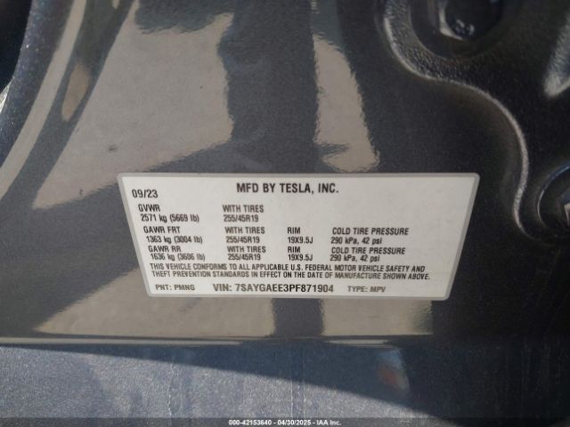 2023 TESLA MODEL Y 7SAYGAEE3PF871904 Photo 8