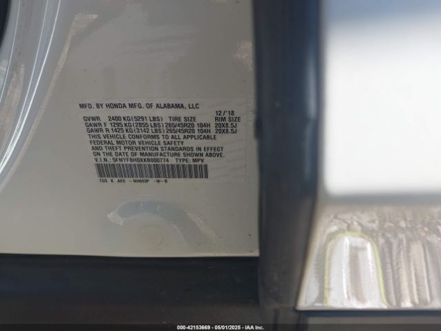 5FNYF8H0XKB000774 Honda Passport Elite