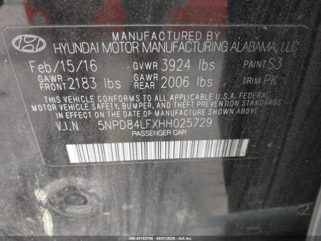 5NPD84LFXHH025729 Hyundai ELANTRA SE