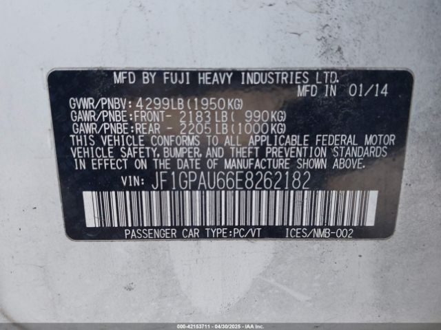 JF1GPAU66E8262182 Subaru 2014
