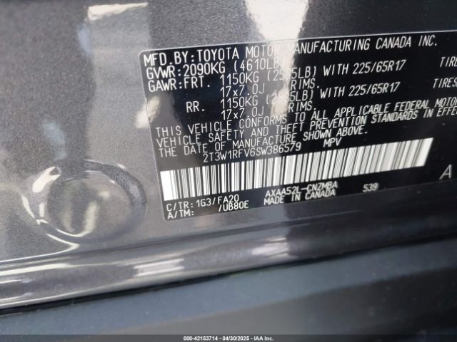 2T3W1RFV6SW386579 Toyota Rav4 Xle