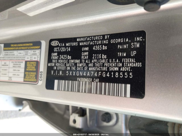 5XXGN4A74FG418555 KIA OPTIMA EX