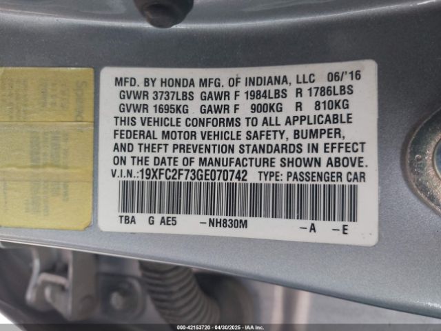 19XFC2F73GE070742 Honda CIVIC EX
