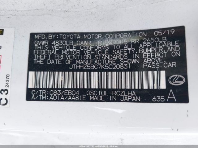 2019 LEXUS RC 350 JTHHZ5BC7K5020831 Photo 8