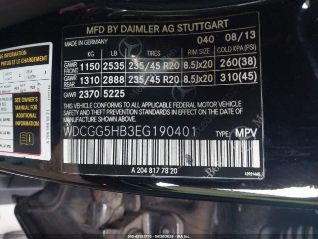 WDCGG5HB3EG190401 Mercedes-Benz GLK 350