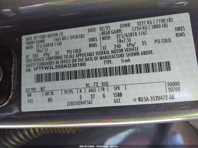 1FTFW3L55SKD38180 Ford F-150 Xlt