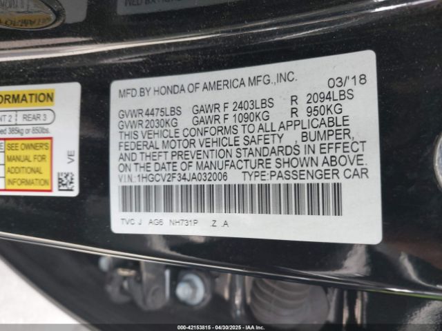1HGCV2F34JA032006 Honda Accord Sport 2.0t