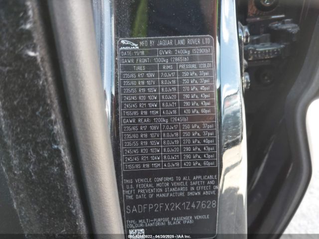 SADFP2FX2K1Z47628 Jaguar E-PACE SE