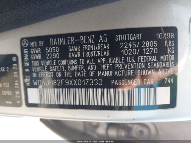 1999 MERCEDES-BENZ E 320 WDBJH82F9XX017330 Photo 8