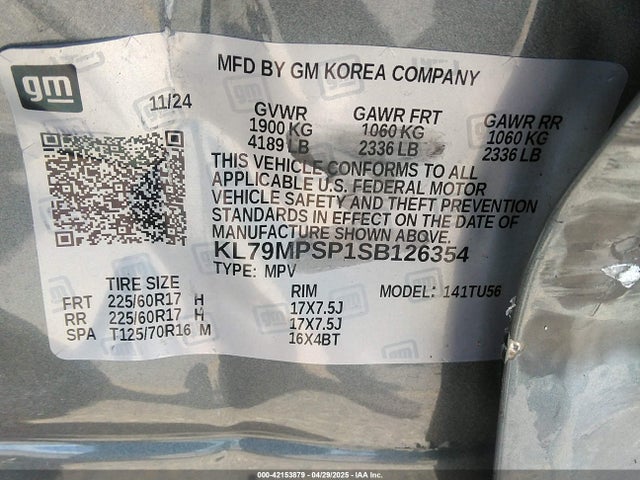 KL79MPSP1SB126354 Chevrolet Trailblazer Fwd Lt