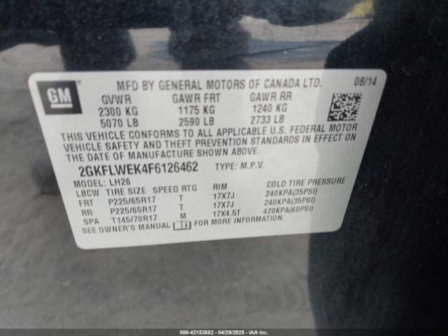 2GKFLWEK4F6126462 GMC Terrain Sle-2