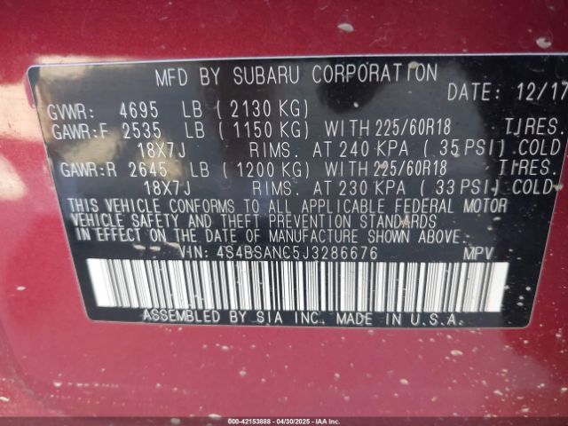 2018 SUBARU OUTBACK 4S4BSANC5J3286676 Photo 8
