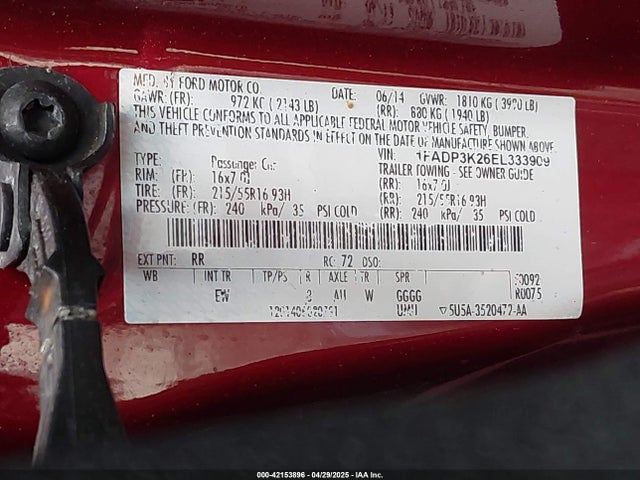 1FADP3K26EL333909 Ford FOCUS SE