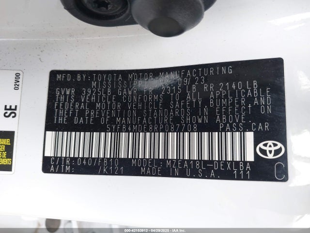 5YFB4MDE8RP087708 Toyota COROLLA LE