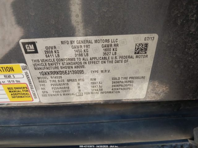 1GKKRRKD5EJ139095 GMC Acadia Slt-1
